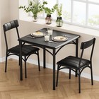 Dining Set Table   2 Upholstered Chairs Wood Top Breakfast Dinette For Kitchen