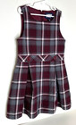 Lands  End Girls 6 School Uniform Top Of Knee Jumper Dress Burgundy Gray Plaid