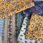 Lot 8 Vtg Cotton Novelty Fabric Patterns Turtles Floral Yellow Brown 30 s-80 s