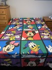 Vintage Walt Disney Twin Flat Sheet Mickey Minnie Donald Goofy Colorful Cartoon