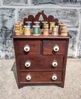 Antique Victorian Wood Mini Dresser Sewing Spool Cabinet Chest  4 Drawers