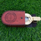 Solid Brass Military Compass Leather Box     Vintage Prismatic Engineer s Compass