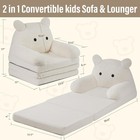 Cute Bear 2-in-1 Foldable Toddler Kids Sofa Convertible Lounger Washable Cover