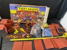 Vintage Marx Western Ranch Set W  Tin Litho Buildings Fence Figures Lot