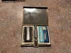 Veg Gillette Razor   n Blades Gold Tone Metal Travel Case 3 X 2 1 4 With Contents