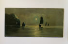 Oil Painting Nautical Ship Maritime Seascape Sailboat Vtg Antique
