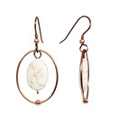 Handcrafted White Howlite Oval Gemstone Copper Hoop Dangle Earrings Boho Jewelry