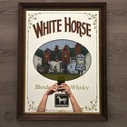 White Horse Blended Scotch Whisky Bar Mirror Wood Framed