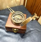 Nautical Solid Brass Compass With Wooden Box     Vintage-style Navigation Instrume