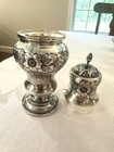 Vintage Silver Plate Hand Chased Floral Sugar Shaker Caster Muffineer Euc 7 