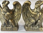Vintage Colonial Virginia 1776 Eagle Bookends Pair Brass-tone Cast Metal 1965