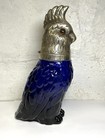 Antique Victorian Cobalt Blue Glass Parrot Cockatoo Decanter Figural Bottle Rare
