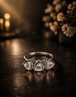 Triple Stone Silver Ring For Women   Premium Crystal Studded Fashion Ring