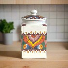 White Talavera Canister Set   Hand-painted Mexican Kitchen Decor