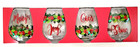 Holly Berry Holiday Wine Glasses Stemless 16 Oz Merry cheer joy shine