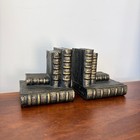 Running Press 1998 Vintage Miniature Book Stack Bookends Bronze Gold Decor