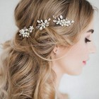 Silver Bride Wedding Hair Pins Pearl Bridal Hair Pieces Flower Hair Accessori   