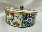 Vintage Daher Decorated Ware Round Tin Floral   Bird Design  Made In England