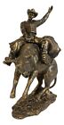 Old World Rustic Western Cowboy Riding A Rearing Angry Bull Rodeo Statue 10 h
