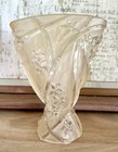 Antique Consolidated Glass Co  Amber  Art Deco  Line 700 Martele Fan Vase  Satin