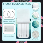 Misty Forest Luggage Tag Set Of 2 Pu Leather Suitcase Id Tags With Metal Loops