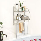 Wall Mount Shower Organizer Holder 2-tier Bathroom Rack Storage Toilet Towel