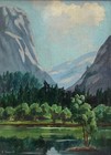 Vintage Mid Century Landscape Oil Painting Modern Art Signed Russell Mcm 1960s