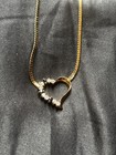 Gold Vintage Sapphire And Diamond Heart Necklace And Ring Set  hard To Find 
