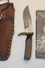 Ray Johnson Custom  halfbreed  Knife W  Sheath 6 1 4  Blade   Signed Postcard