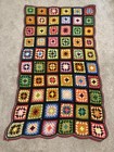 Vintage Crochet Granny Square Afghan Throw Blanket Multicolor 60    X 31   