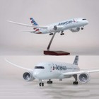 18  1 130 American 787 Airplane Model Led Diecast Aircraft Model W light   Wheel