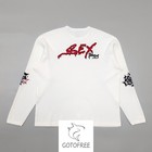 Gotofree American High Street Waffle Knit Tee Unisex White Long Sleeve T Shirt