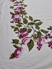 Vintage 50 X 50 Square Pink Green Floral Fruit Cotton Tablecloth