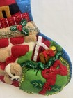 Vintage Bucilla Handmade Felt Christmas Stocking Santa Puppies Sequins 16 