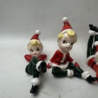 Complete Set Of 6 Vintage Christmas Tumbling Elf Pixie Figurines Japan With Box