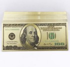Lot 100 Pcs Us  100 Dollar Color Gold Notes Money Banknotes Beautiful Crafts New