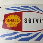 Vintage Shell Gasoline Sign - Marine Boat Porcelain Gas Pump Plate Sign