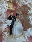 Vntg 1960 1970 s Wilton Wedding  Cake Topper Flowers Archway Bell Veil Orig Box