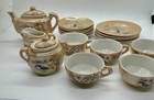 Hostess Mini Tea Set Porcelain Lusterware Childs Set Bird Design 1930   s W 20 Pcs