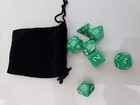 Polyhedral 7 Piece Green D d Rpg Role Playing Game Dice Brand New W Velvet Bag