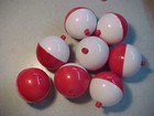 12 New  1 3 4   Round - Red   White - Snap-on Fishing Bobbers Floats  