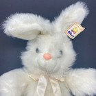 Vintage A   A White Bunny Rabbit Plush Pink Nose Bow 23  Stuffed Animal Aurora