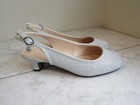 Nib J renee Jenvey Sparkle Silver Slingback Kitten Heel Dressy Shoes Women 6 5 M