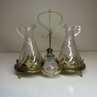 Vintage Japanese Glass Cruet Set With Salt   Pepper Shakers Rare Find