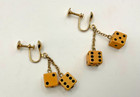 Vintage 1950   s Bakelite Screw Back Double Dice Earrings Casino