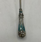 Vtg Azure Metal Bell Shape Candle Snuffer extinguisher W long Handle Rhinestones