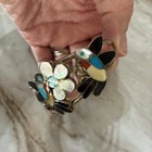 Vintage Zuni Signed Sterling Silver Hummingbird Inlay Cuff Bracelet 5 4    22 1 Gr