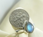Labradorite Sterling Silver Ring Teardrop Gemstone Child Size To Size 9