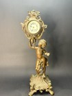 Antique Marked 1890s Art Nouveau Victorian Cast Metal Angel Cherub Clock