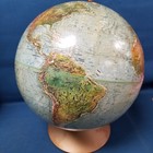 Vtg 12  Replogle Land   Sea Globe Usa Copper Tone Stand 